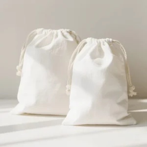 Plain Empty Cotton Bag and Fold Over Pouch for Bulk Filling Packaging White Cotton Drawstring Bag for DIY Customization