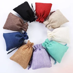 Plain Organic Jute Pouch Linen Bag Small Reusable Handmade Recyclable Drawstring Jewelry Gift Pouches