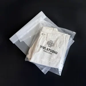 Plastic Garment Bags Durable PE Custom Logo Frosted and Transparent Zipper Bags for Clothing Storage Gift Packaging