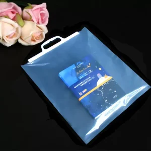 Plastic PE Custom logo Printed sealed Garment Pouch Packaging Handle Hard Plastic Sock Clothing Bag with Handle