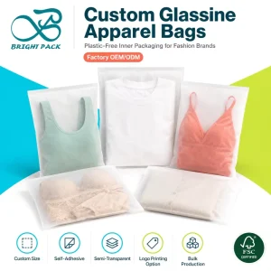 Plastic free garment bags that meet PPWR standards FSC translucent glassine paper bags alternatives to PE bags for clothing