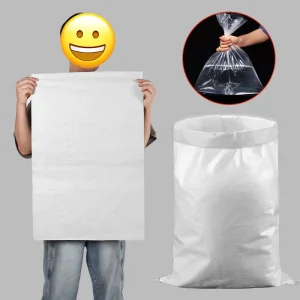 Polypropylene Woven Packaging Bags Strong White Sack for Bulk Grain Feed Fertilizer Packing