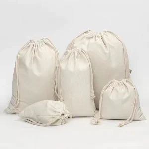Portable Drawstring Cotton Bags with Personalized Logo Recyclable Plain Packaging for Shoes and Clothing