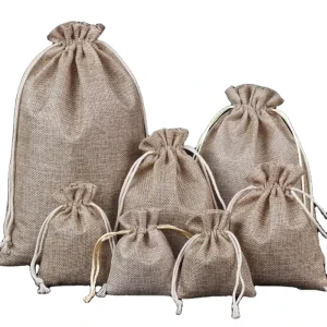 Premium Drawstring Burlap Bags Custom Logo Small Natural Jute Sack Pouch Reusable Letter for Coffee Gift Packaging