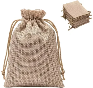 Premium Eco Friendly Jute Linen Gift Pouches Drawstring Packaging Wedding Favors Party Jewelry Packaging Christmas Bag
