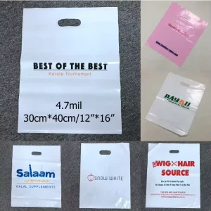Price Recycled LDPE Custom logo Printed Plastic Shopping Bag Heavy Duty Poly Die-cut Bag for Business
