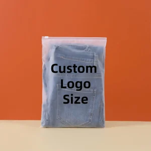 Printed Logo Resealable Poly PE Clothing T Shirts Bag Custom Frosted Zipper Plastic Packaging Zip Lock Bag for Clothes