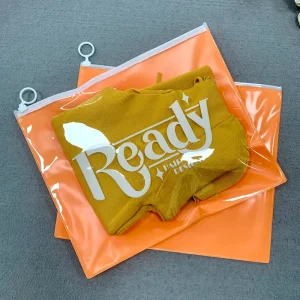 Printed Packaging Tshirt Clothes Bag Plastic Packaging Slider Ziplock Custom Clear Zipper Bag for Clothing