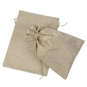 Promotional 17*23cm Jute Packaging Bags Burlap Rice Packing Drawstring Pouches