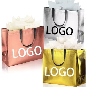 Promotional Shiny Reusable Non Woven Supermarket Shopping Tote Bags PP Recycled Laminated Eco Friendly