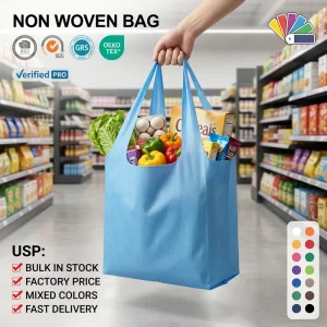 RC Recyclable Non woven Handbag Custom Printed Logo Biodegradable Vest Bag Supermarket Shopping T shirt Bag