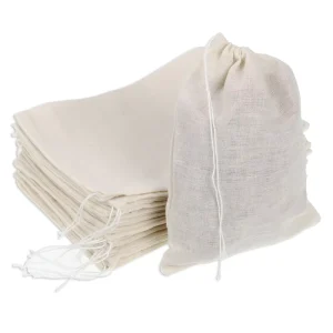 Recyclable 4×6 Cotton Gauze Drawstring Sack Muslin Bags for Tea Food Milk Snacks