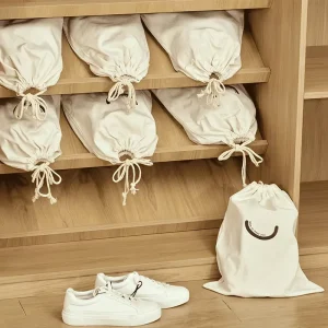 Recyclable Cotton Canvas Drawstring Bag for Dust Proof Clothing Storage Small Textile Packaging