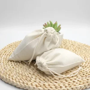 Recyclable Cotton Canvas Drawstring Bags Small Cloth Packaging