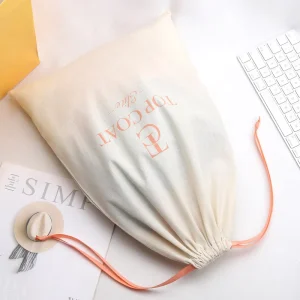 Recyclable Cotton Linen Drawstring Bag with Custom Logo Organic Cotton Canvas Pouch for Clothes and Shoes Packing
