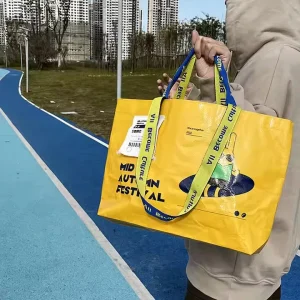 Recyclable Durable Custom Logo Laminated Pp Woven Shopping Bag With Custom Color & Logo For Daily Outing