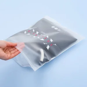 Recyclable Garment Packaging Bag Printed Clothing Apparel T Shirt Bags With Custom Design Frosted Zipper Bags With Logo