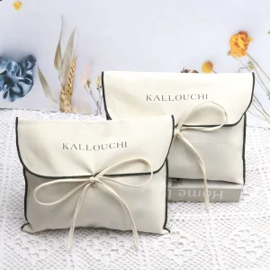 Recyclable Natural Cotton Twill Envelope Packing Bag for Handbag Luxury Soild Custom Logo Printed Cotton Clothes Wallet Dust Bag