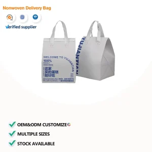 Recyclable Non woven Disposable Thermal Insulated Food Bag Customize Logo Cake Dessert Pizza Takeout Packaging Delivery Cooler