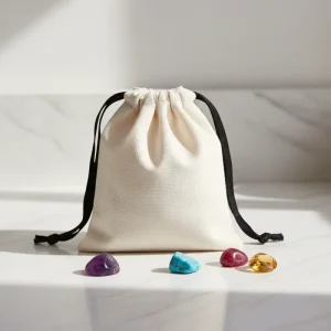 Recyclable Organic Cotton Drawstring Packaging Bags for Jewelry & Glasses Reusable Blank with Logo Printing