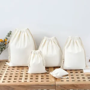 Recycle Cotton Canvas Fabric Muslin Drawstring Dust Bag Packaging Jewelry Pouch Organic Cotton Bags Manufacturers