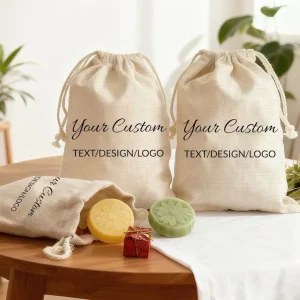 Recycle Custom Logo Printed Cotton Linen Dust Bag for Packaging Handbag Organic Cotton Drawstring Bags