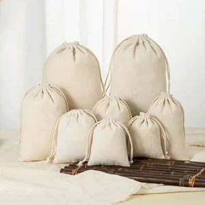 Recycle Jute Screen Printed Small Canvas Gift Drawstring Dust Bag Jewelry Packaging Pouch Bags