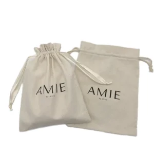 Recycled Cotton Canvas Drawstring Bag Reusable Cloth Fabric Pouch Custom Logo Printed for Jewelry Packaging