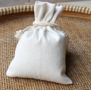 Recycled Cotton Eco Friendly Classic Gift Packaging Pouch Flat Bottom Drawstring Closure Custom Logo Digital Printed Promotional