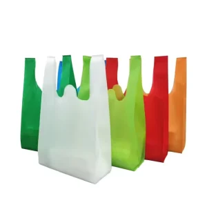 Recycled Custom Folding Biodegradable Non woven T Shirt Shopping Bag with Custom Promotion Logo for Grocery Supermarket