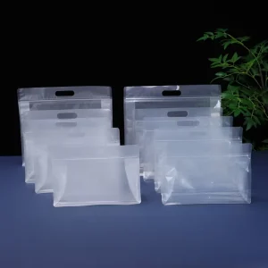 Repeatable Sealed Flat Bottomed Upright Bag Matte Transparent Food Packaging Zipper Lock Bag Food Grade Storage Bag with Handle