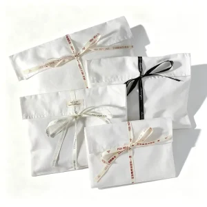 Reusable Cotton Envelope Pouch Clothing Packaging Flap Cotton Envelop Gift Bag Shoes Dust Bag With Logo Custom