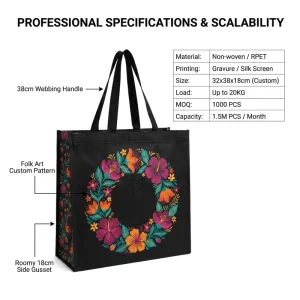 Reusable Eco Packaging Laminated RPET Shopping Tote Bags Custom Logo PP Non Woven Bag for Retail