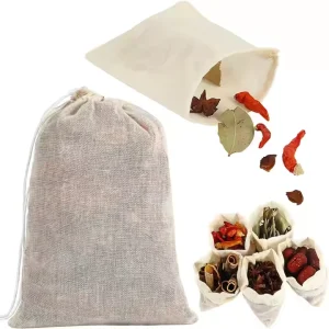 Reusable Food Storage Bath Make Tea Eco Friendly Organic Muslin Drawstring Tea Bag Pouches Custom Cotton Bag
