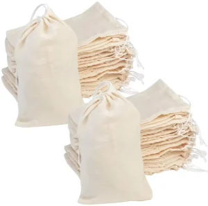 Reusable Large Cotton Drawstring Bags Custom Logo for Storage & Packaging