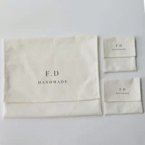 Reusable White Jewelry Gift Packaging Pouch Organic Cotton Dust Envelope Bag