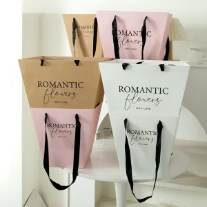 Russian style Trapezoidal Large Handbag Flower Bouquet Packaging Bag Kraft Paper Bag Flower Wrapping Bag Paper Bag