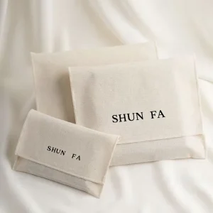 Silk Printing Eco Friendly Custom Logo Natural Cotton Gift Envelope Bag for Pouches Packaging