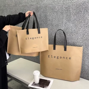 Simple Premium Large Capacity Reusable Zippered Thick Non woven Fabric Clothing Stores Shopping Gift Packaging Bag