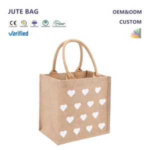 Small Classic Jute Packaging Bag Durable Lightweight Biodegradable Material Washable Elegant Appearance Double Handle Reusable