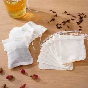 Small Muslin Cotton Drawstring Gift Bags Breathable Jewelry Packaging Pouch