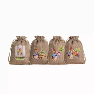 Small Size Burlap Drawstring Pouch Custom Printed Jute Packaging Bag
