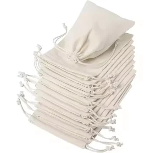 Small Soft Organic Cotton Pouch Customized Reusable Natural Drawstring Muslin Dust Bags for Perfume