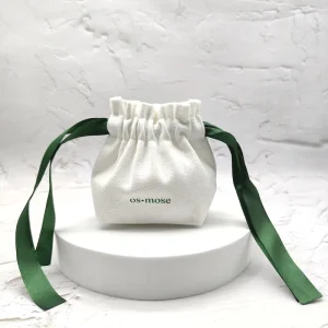 Small White Delicate Square Bottom Dust Bag Green Silk Drawstring Canvas Jewellery Necklace Cotton Packaging Textile Packaging