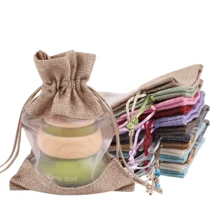 Stock Colorful Jute Drawstring Bag Organza Bag for Gift Packing