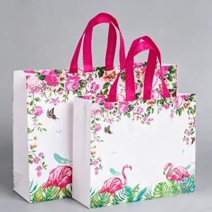 Stock Flower PP Non Woven Shopping Gift Carryall Reusable Waterproof Laminated Tote Bag for Grocery Boutique Clothing Packaging
