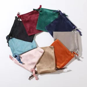 Stocked Lisse Velvet Drawstring Jewelry Pouch Custom Textile Packaging Velvet Gift Bag for Jewelry & Candy