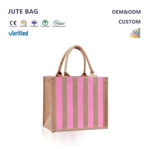Storage Jute Packaging Bag Medium Premium Customizable Elegant Sustainable Double Handle Reusable Eco Friendly Custom Logo OEM
