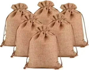 Sturdy Natural Small Retro Soft Inside Burlap Jute Gift Bag with Drawstring French Linen Bags with logo