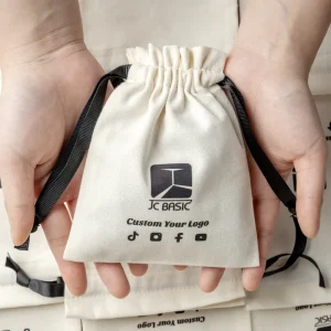 Super Soft Cotton Muslin Gift Drawstring Bag Transparent Cotton Packaging Pouch